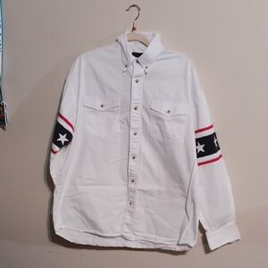 Vintage Roper White Shirt with Star Sleeve Design
